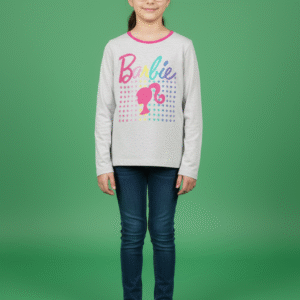 Full Sleeve  - Barbie T-Shirt - Round Neck - 8 Years - Grey Color