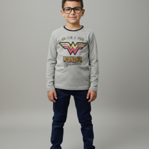 Full Sleeve  Kids T-Shirt - Round Neck  - Grey Wonder Wings