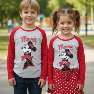 KIDS Full Sleeve T-Shirt - Round Neck -  Grey Minnie - 5 Years