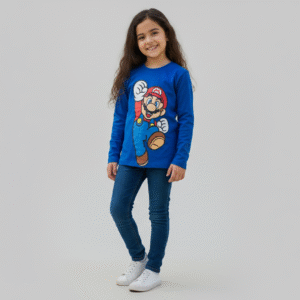 KIDS Full Sleeve T-Shirt - Round Neck -  Mario  Theme - 6  Years