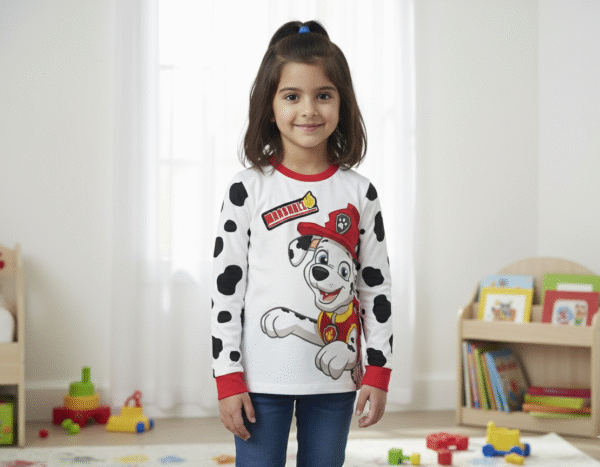 Full Sleeve  Kids T- Shirt  - Round Neck - Marshall - 10 years - White