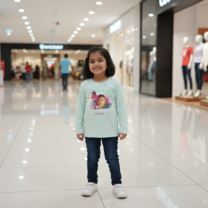 KIDS Full Sleeve  T-Shirt - Round Neck - Unicorn Girl  - 4 years