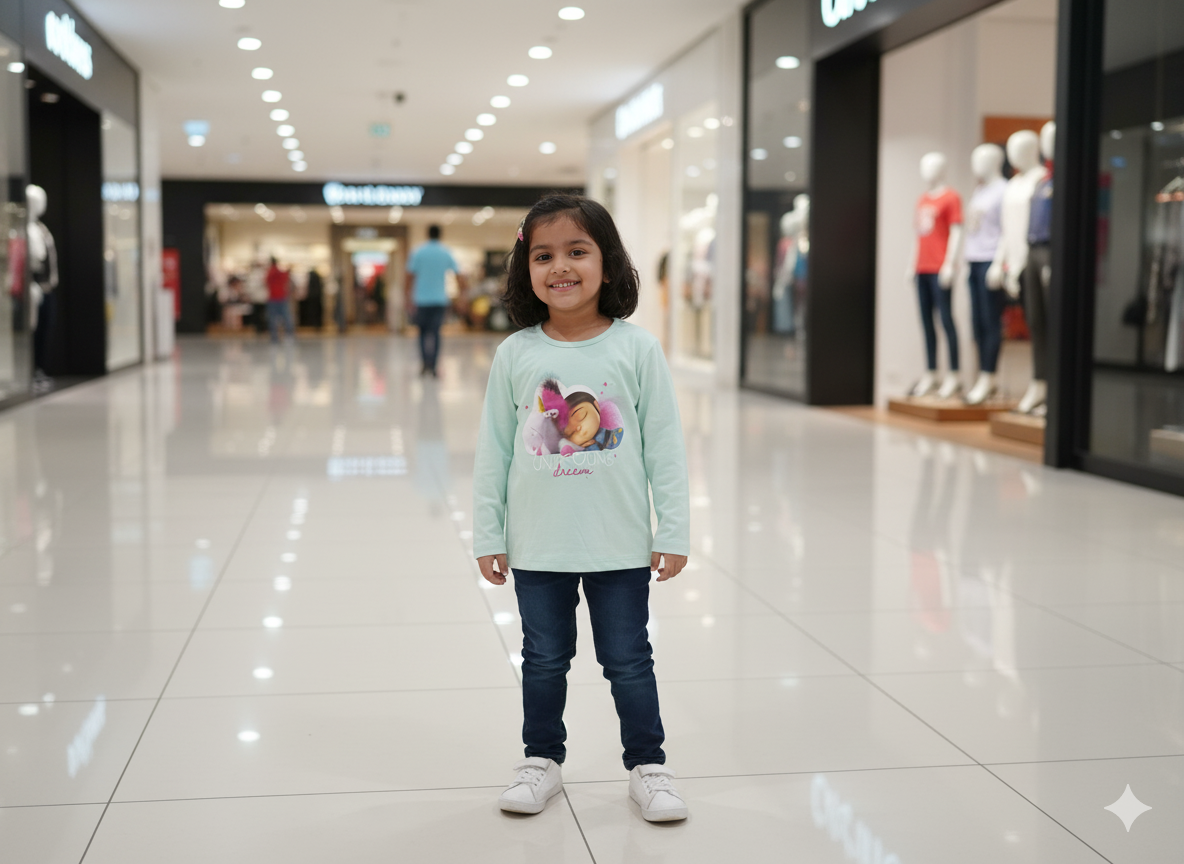 KIDS Full Sleeve  T-Shirt - Round Neck - Unicorn Girl  - 3 years