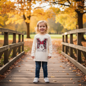 KIDS Full sleeve  T-Shirt - Off White  Minnie Mouse  - Round Neck - 8 Years