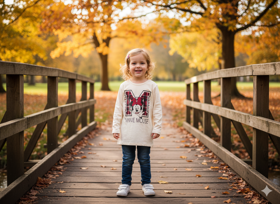 KIDS Full sleeve  T-Shirt - Off White  Minnie Mouse  - Round Neck - 6 Years