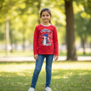 KIDS Full Sleeve  T-Shirt - Round Neck - Red miraculous - 8 years