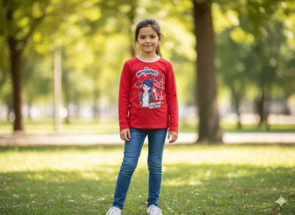 KIDS Full Sleeve  T-Shirt - Round Neck - Red miraculous - 8 years