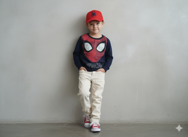 KIDS Full Sleeve T-Shirt - Navy Spider Man - Round Neck - 4 Years
