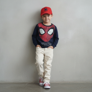 KIDS Full Sleeve T-Shirt - Navy Spider Man - Round Neck - 8 Years