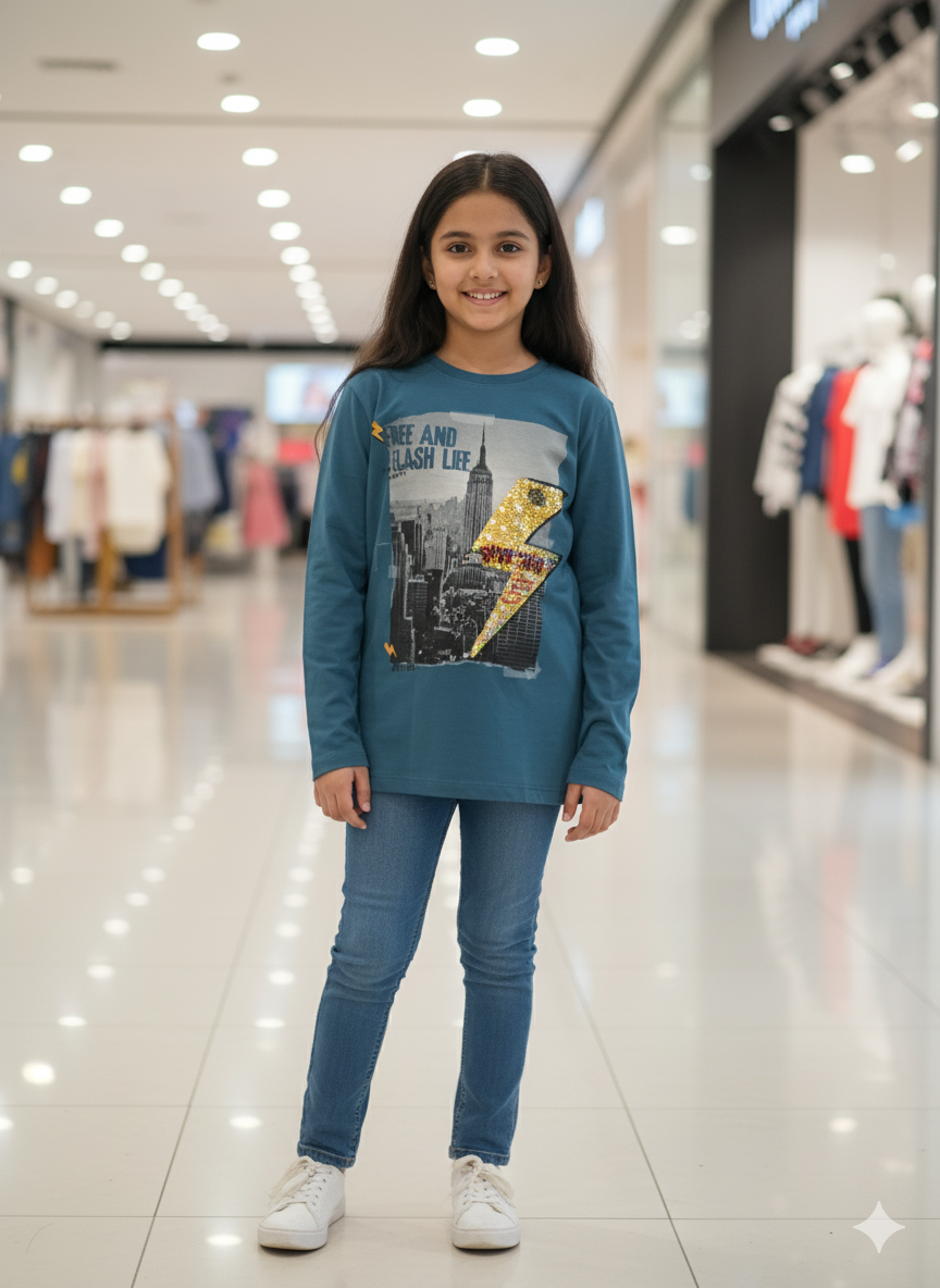 KIDS Full Sleeve T-Shirt - Round Neck -  New York  Theme - 10 Years