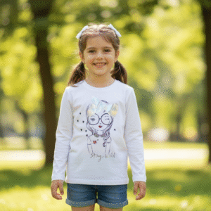 KIDS Full Sleeve T-Shirt - Round Neck - White  wild  Theme - 12 Years