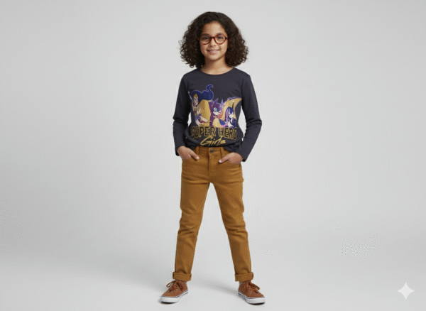 Full Sleeve  Kids T-Shirt - Round Neck - Super Hero Theme - 8 Years