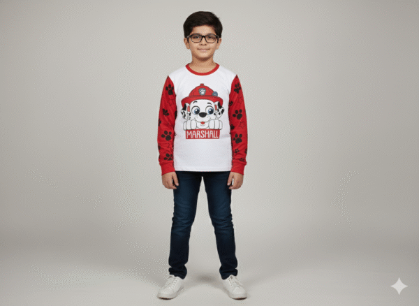 KIDS Full Sleeve  T-Shirt - Round Neck - Marshall  Dog   - 4 years