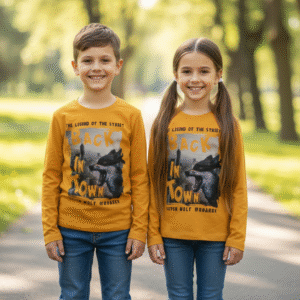 KIDS Full Sleeve  T-Shirt - Round Neck -  Mustered wolf Town - 6 Years
