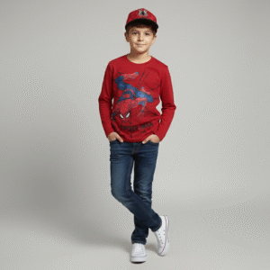 Full Sleeve Kids T-Shirt - Spider Man on Web  - 4 Years - Red